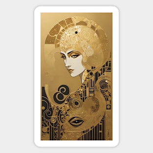 Gustav Klimt's Enigmatic Elegance: Inspired Woman in Radiant Reverie Magnet